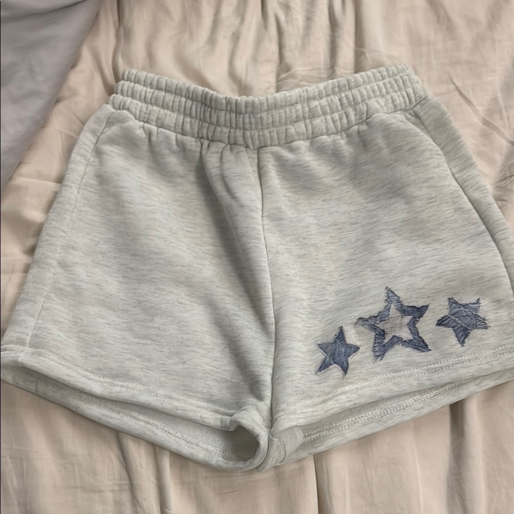 Women's Gray Shorts with Blue Star Accents